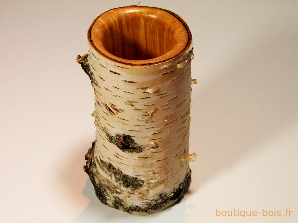 vase à fleurs en bois de bouleau